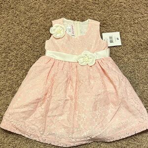 Jessica Ann Blush Lace Dress with Floral Accents